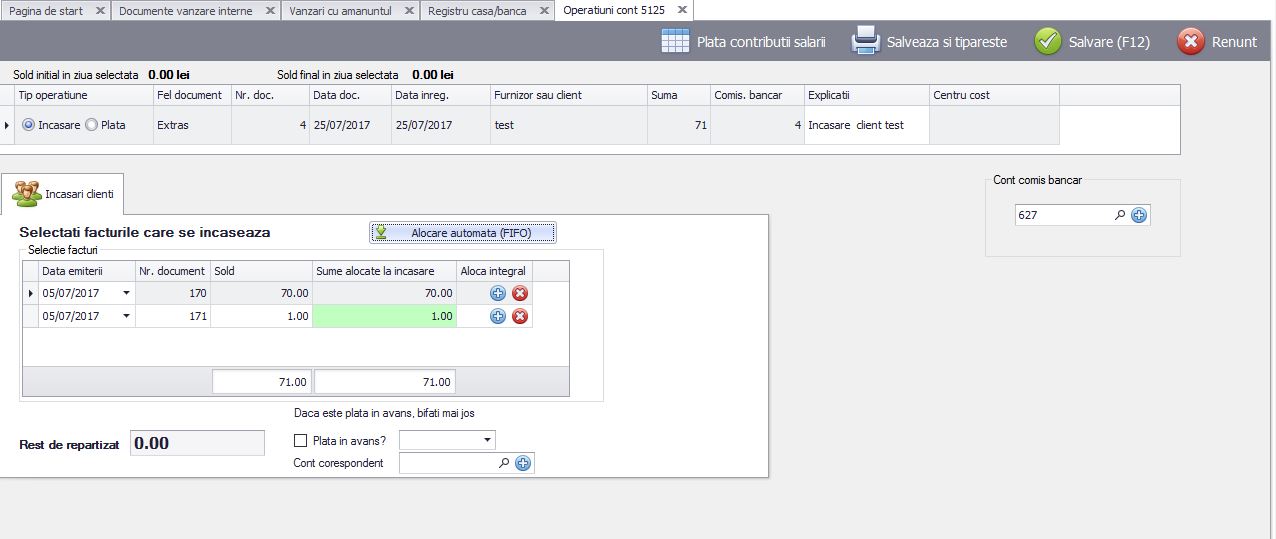 Documentele de incasari si plati se aloca foarte simplu la facturi