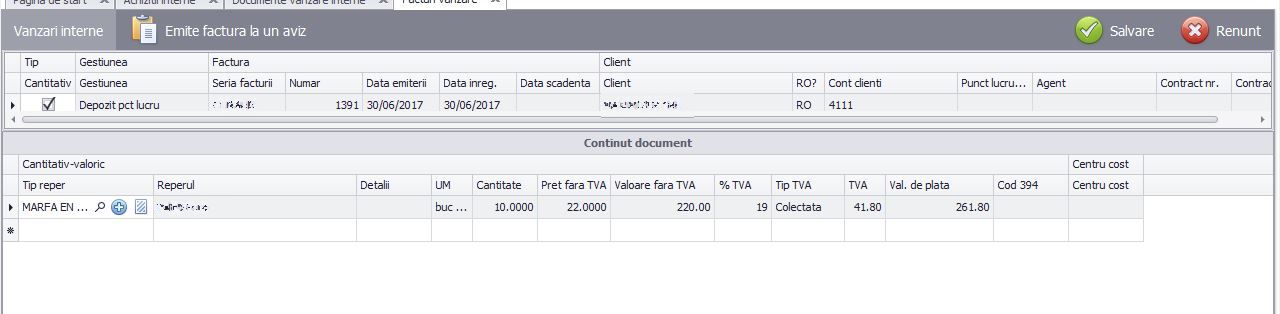 Inregistrare sau emiterefacturi